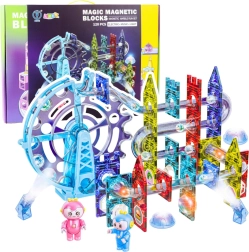 Magnetisches Kugelbahn-Set aus Magnetbausteinen, leuchtend, 120 Teile