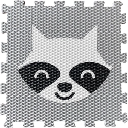 Schaumstoff-Puzzle-Spielmatte für Kinder mit Waschbär – hellgrau
