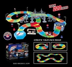 Leuchtende flexible Rennstrecke mit 220 Teilen und LED-Auto