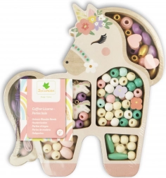Holz-Perlen Pastell Einhorn, 170 Stk.