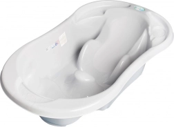 Anatomische Babybadewanne mit Ablauf Komfort 2-in-1, grau