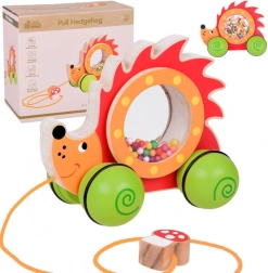 Holziges Nachziehtier Igel mit bunten Kugeln