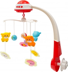 Baby Mix Musik-Mobile mit Lichtprojektor für das Kinderbett, rot