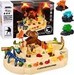 Interaktive manuelle Dino-Bahn Dinosaur Track Adventure mit 3 Fahrzeugen und 8 Herausforderungen