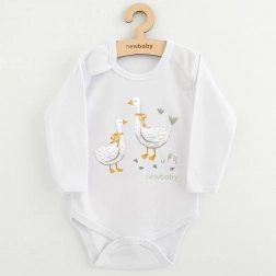 Baby-Body mit Print New Baby Gänschen, langer Ärmel, Größe 74 (6–9 Monate)