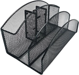 Metallischer Schreibtisch-Organizer, 5 Fächer, schwarz