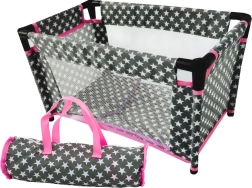 Puppenbett mit Sternchen Alice grau-rosa
