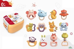 Set aus 12 Rasseln im Koffer