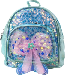 Kinder-Rucksack mit glitzernder Schleife blau 20cm 3,8L
