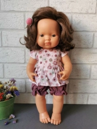 Tunika und Höschen für Puppe 38 cm rosa Rosetten