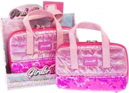 Kosmetiktäschchen GIRABRILLA mit Zubehör und Spiegel, dunkelrosa