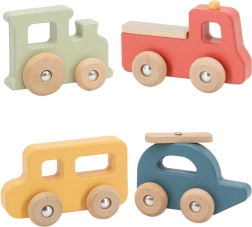 Viga PolarB Holz-Set bunter Fahrzeuge, 4 Stk.