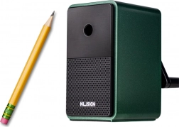 Kurbelspitzer mit Auffangbehälter und einstellbarer Klinge, grün