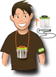 Becher mit Lupe zur Beobachtung von Insekten