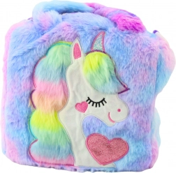 Bunte Plüschhandtasche mit Einhorn