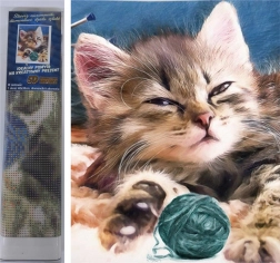 Diamantmalerei – Kätzchen mit Wollknäuel 30 × 40 cm