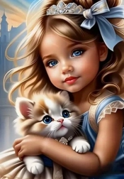 Diamantmalerei Mädchen mit Katze 30x40cm