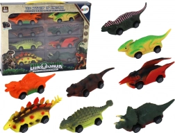 Bunte Autos in Form von Dinosauriern - Set mit 8 Stück