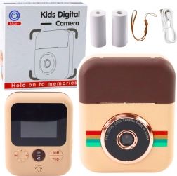 Digitaler Kinderfotoapparat mit Sofortdruck, braun – 3 Papierrollen
