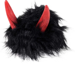 Teufelsperücke schwarz mit Hörnern