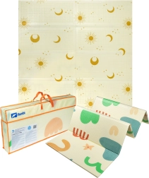 Große beidseitige faltbare XPE-Schaum-Spielmatte HUMBI 200 × 180 cm mit Sonnen- und Mondmustern