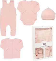4-teiliges Neugeborenen-Set NEW BABY I AM, rosa, Gr. 56 (0–3 Monate)