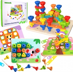 Tooky Toy multifunktionale Tafel mit bunten Schrauben zum Formenlernen