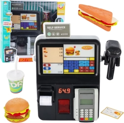 Selbstbedienungs-Kinderkasse mit Terminal und Scanner – FAST-FOOD-Set mit Licht und Sound