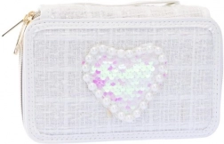 Dreistufiges Tweed-Federmäppchen Girabrilla Weiß