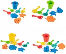 Sandspielset mit Eimer, Werkzeug und Förmchen