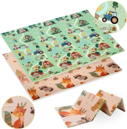 Beidseitige faltbare XPE-Schaum-Spielmatte 180 × 200 cm Wald und Dorf Humbi