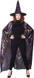 Hexenkostüm mit Spinnennetzumhang und Hut für Erwachsene