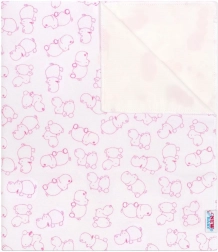 wasserdichte Flanellauflage New Baby Nilpferd weiß/rosa