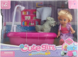 Puppe mit Badewännchen und Hündchen für Kinder