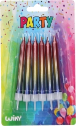 Metallische Kerzen mit Haltern - 6 Stfcck