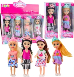 Mini Prinzessinnenpuppe mit Krone bunte Kleider 14 cm