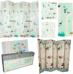 Faltbare beidseitige Schaumstoff-Lernmatte Panda und Straßen 180 × 200 cm