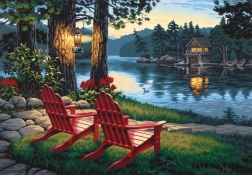 Norimpex Diamantmalerei „Sitzen am See“ 30 × 40 cm