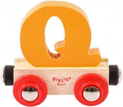 Holzwagen Bigjigs Rail mit Buchstabe Q