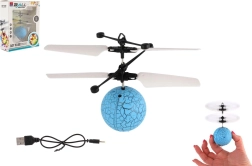 Fliegende Helikopterkugel mit LED-Licht und Handflächensteuerung, USB-Aufladung, blau