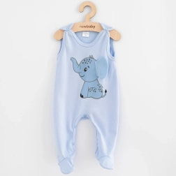 Baby-Baumwoll-Strampler New Baby Happy Elephant blau 56 (0–3 M)