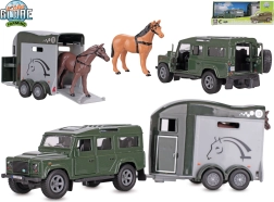 Kids Globe Farming Land Rover mit Pferdeanhänger Pull-back