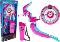 Bogen mit Schild + 3 Pfeile mit Saugnapf rosa