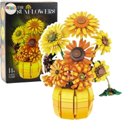 Baukasten Sonnenblumenstrauß in Vase, 1009 Teile