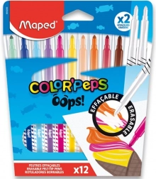 Filzstifte MAPED Color’Peps Oops 12 Farben + 2 Radierer