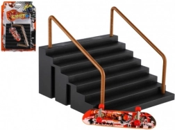 Finger-Skateboard mit Treppe und Geländer 9 cm