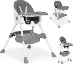 Hochstuhl mit Tablett und Korb, 5-Punkt-Gurt, ECOTOYS – Grau