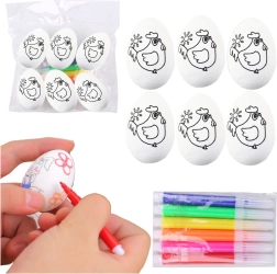 Styropor-Ostereier zum Bemalen mit Filzstiften, Motiv Henne, 6 Stk.