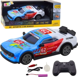 Ferngesteuertes Rennwagen mit LED und Wasserdampf, blau 1:22