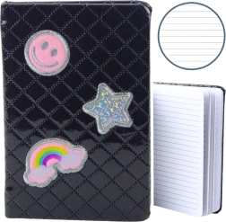 Notizbuch mit Aufnähern schwarz B6 80 Seiten